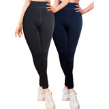 Set 2 Mallones Mujer Mezclilla Stretch Leggins Mayon Mallas