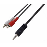 Cable De Plug 3,5mm A 2 Rca - 1,8 Metros - Para Pc Parlantes