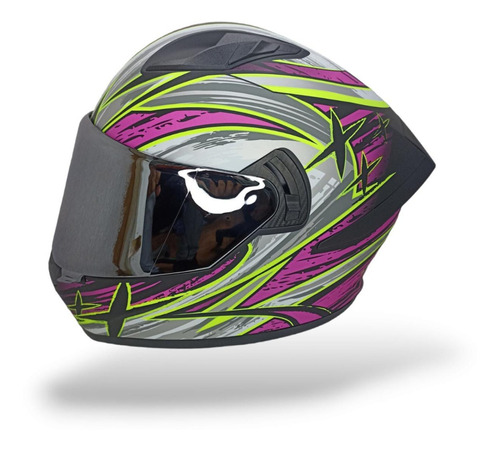 Casco Dama Moto Mica Doble Half Dot Certificado Rosa Amarill