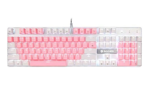 Teclado Sades Blanco/rosa K10 Switch Blue