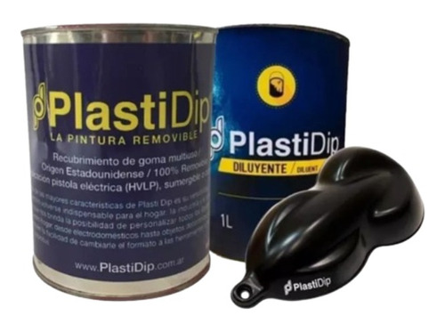 Pintura Removible Plasti Dip 1 Litro Color Negro + Diluyente