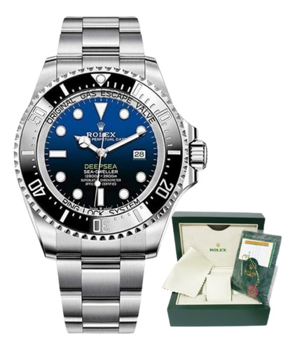 Relógio Rolex Deep Sea Azul Degrade Na Caixa Caixa + Docs