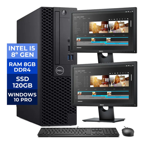 Computador Pc Desktop I5 8ºg 120gb 8gb+2 Monitores Dell 18,5
