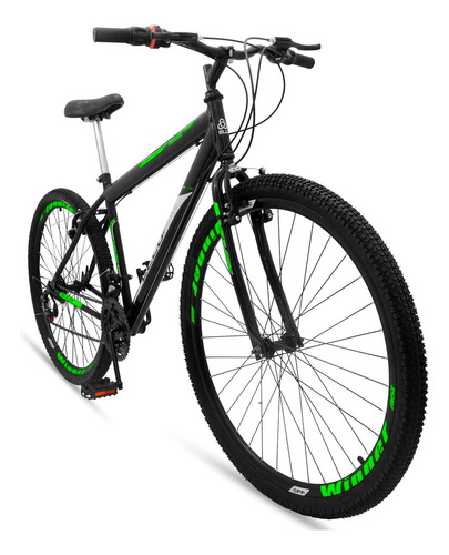 Mountain Bike Ello Bike Velox Aro 26 21v Freios V-brakes Câmbios Ltx Cor Preto/verde Com Descanso Lateral