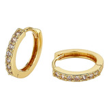 Aretes Huggies Arracadas Plata 925 Zirconia Brillant Oro 18k