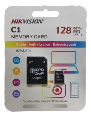 Tarjeta Memoria Microsd 128gb Clase 10 Hikvision C/adaptador