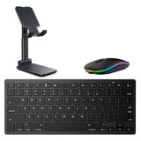 Teclado E Mouse Sem Fio + Suporte Para iPad 9ª Geração A2602 Cor Preto