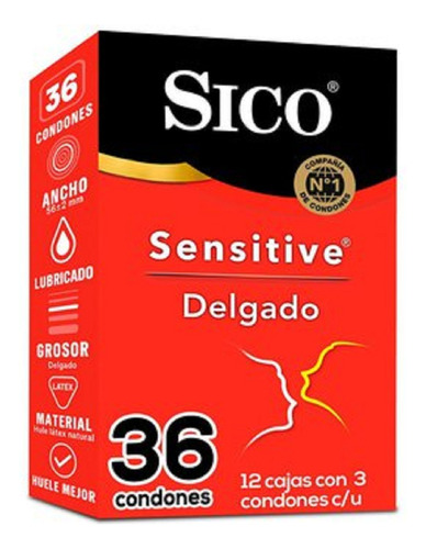 Condones Sico Sensitive Bote Con 36 Pz Envío Gratis