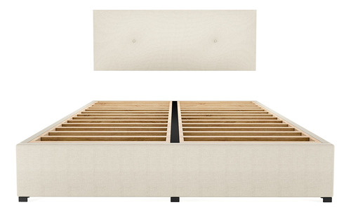 Recamara Cama Cabecera Urban Queen Size Madera Tapiz Beige