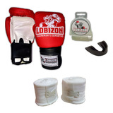 Combo Guantes + Bucal + Par Vendas 5cm Kick Boxing Muay Thai