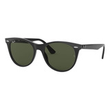 Anteojos De Sol Ray-ban Wayfarer Ii Classic Standard Con Marco De Acetato Color Gloss Black, Lente Green Clásica, Varilla Gloss Black De Acetato - Rb2185