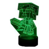 Lampara Ilusión 3d  Minecraft Steve Diamante+control Remoto