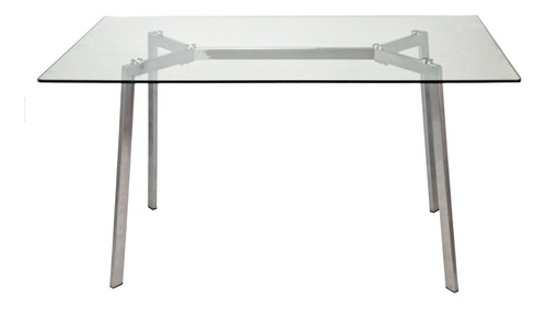 Mesa Comedor Rectangular Tulip Vidrio Base Cromada