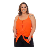 Blusinha Bata Camiseta Regata De Alcinha Amarrar Plus Size