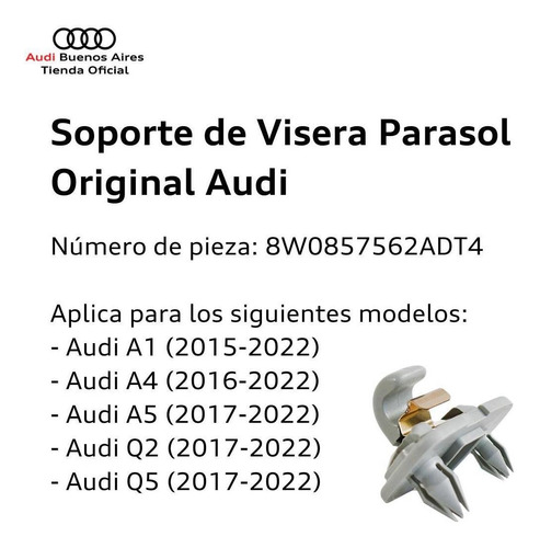 Soporte De Visera Parasol Audi A, A4, A5, Q2 Y Q5 Audi A1 Foto 2