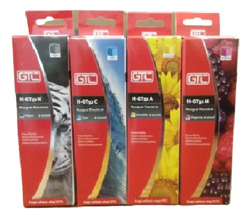 Combo Botellas De Tinta Gt51 Gt53 Gt52 Alternativa Pack X4