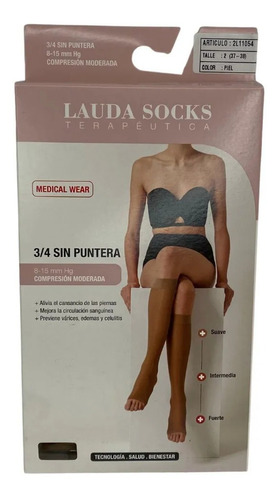 Medias Compresión Laudasocks ® 3/4 Mujer S/puntera 8-15 Micr