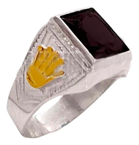 Anillo Sello Plata 925 Y Oro Con Corona Hombre Regalo Papá