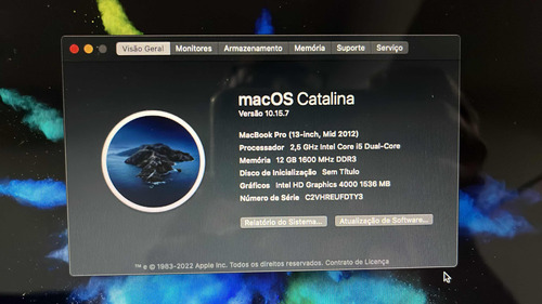 Macbook Pro 2012 Core I5 12gb Ssd 240gb