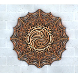 Cuadro Decorativo Mandala Yin Yang 3d Colorido Madera