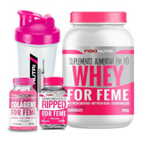 Combo Feminino 1 Whey + 1 Colágeno + 1 Ripped + Brinde