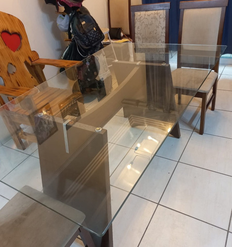 Mesa De Vidro Temperado Com 6 Cadeiras Inclusas! 1x1,6m 8mm 