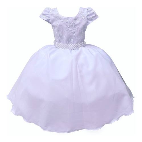 Vestido Festa Luxo Infantil Branco Dama Florista 4 Ao 16 Ano