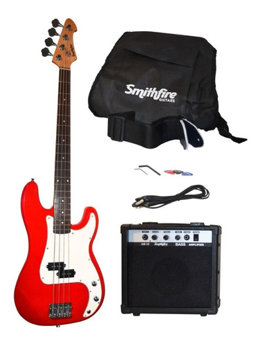 Smithfire Precision Bass Pack Bajo Eléctrico Amplificador Cantidad De Cuerdas 4 Color Rojo Orientación De La Mano Diestro