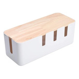 Caja Organizadora De Cables Con Tapa De Madera De Bambu