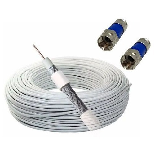 Cabo Coaxial Rg6 Malha 67% C/45 Metros Cabletech + Terminais