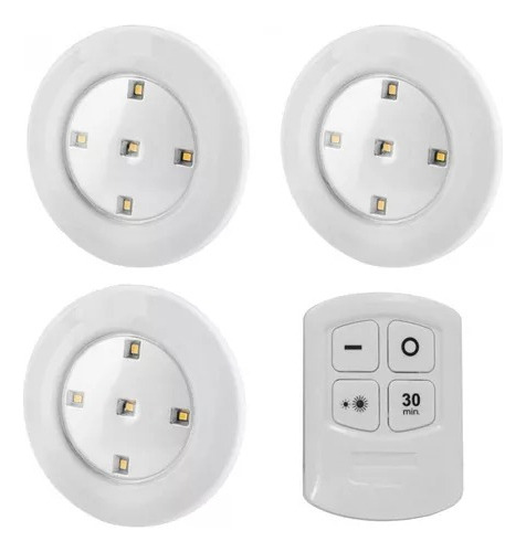 Pack Set 3 Luz Cob Led 3w Control Remoto Emergencia Lampara