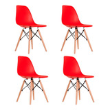 Cadeira De Jantar Empório Tiffany Eames Dsw Madera, Estrutura De Cor  Vermelho, 4 Unidades