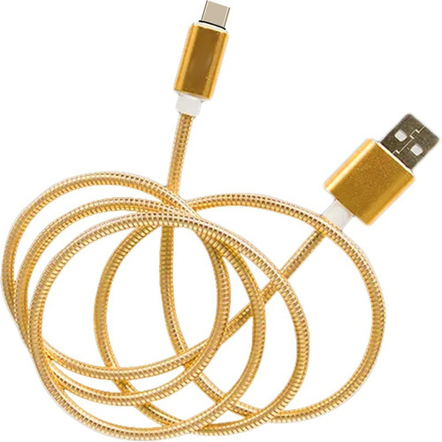 Cable Celular Carga Rápida 3.1a Tipo C V8 Metal Dorado 110cm