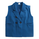 Ropa De Hip Hop Para Niños, Chaqueta Azul Sin Mangas, Blazer