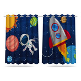 Cortina Infantil Espaço Astronauta Menino 2,60x1,50 Mod 02