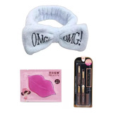 Set Maquillaje Vincha + Mascarilla Labios + Set 6 Brochas