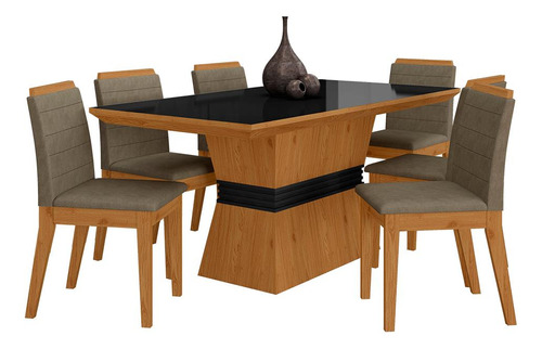 Conjunto Mesa De Jantar 6 Cadeiras Nairóbi Cin/pre/capucc-ma