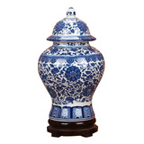 Ufengke Jingdezhen Jarrón Clásico De Porcelana Azul Y Blanca
