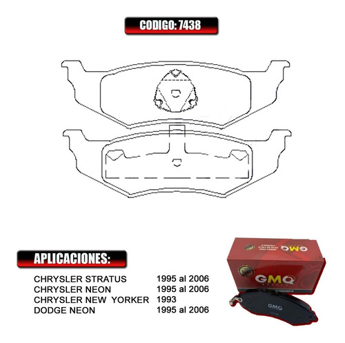 Pastilla De Freno Trasera Dodge Neon 1998-1999-2000   #7438 Foto 2