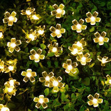 Cadena De Luces Solares De Flores 7m 50led Decoración Del Ár