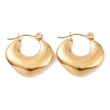 Aretes Acero Inoxidable Chapa Oro 18k Rombos Gruesos 2 Cms