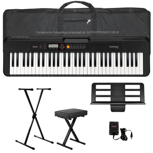 Organo Teclado 61 Teclas Piano Usb Fuente Funda Pie Banqueta