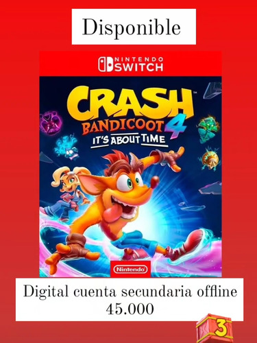 Crash Bandicoot 4 Videojuego Para Nintendo Switch