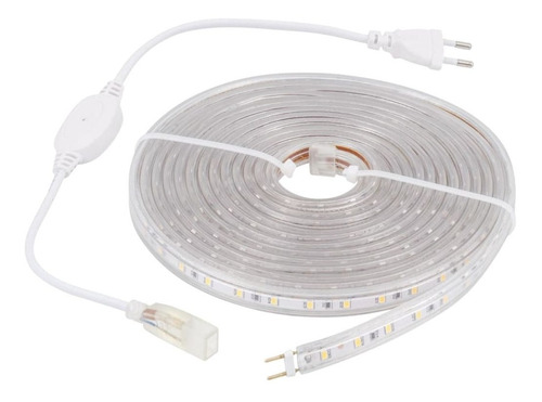 Fita Led Chata 6 Metros 5050 3000k Branco Quente + Conector