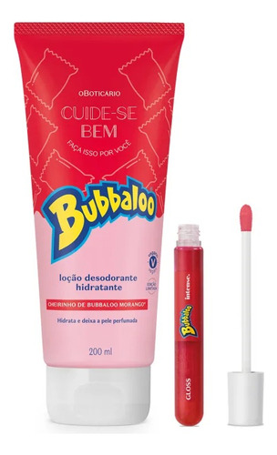 Kit Bubbaloo Hidratante Corporal E Gloss Labial O Boticário