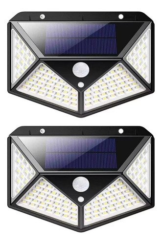 2 Luminárias Solar Parede Sensor Presença 3 Funções 100 Led