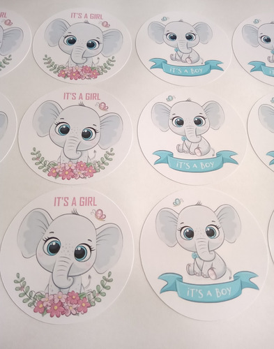 Stickers Personalizados Baby Shower Revelación De Genero 4cm