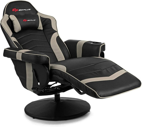 Silla Gamer Reclinable Masaje Color Gris Marca Goplus