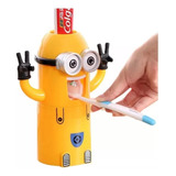 Dispensador De Crema Dental Con Porta Cepillos Minions Niños