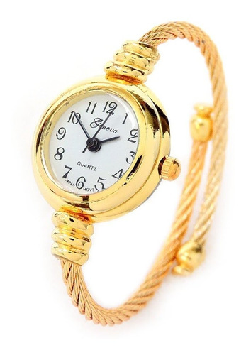 Reloj Mujer Geneva Glcbl13 Cuarzo 22mm Pulso Dorado En Acero